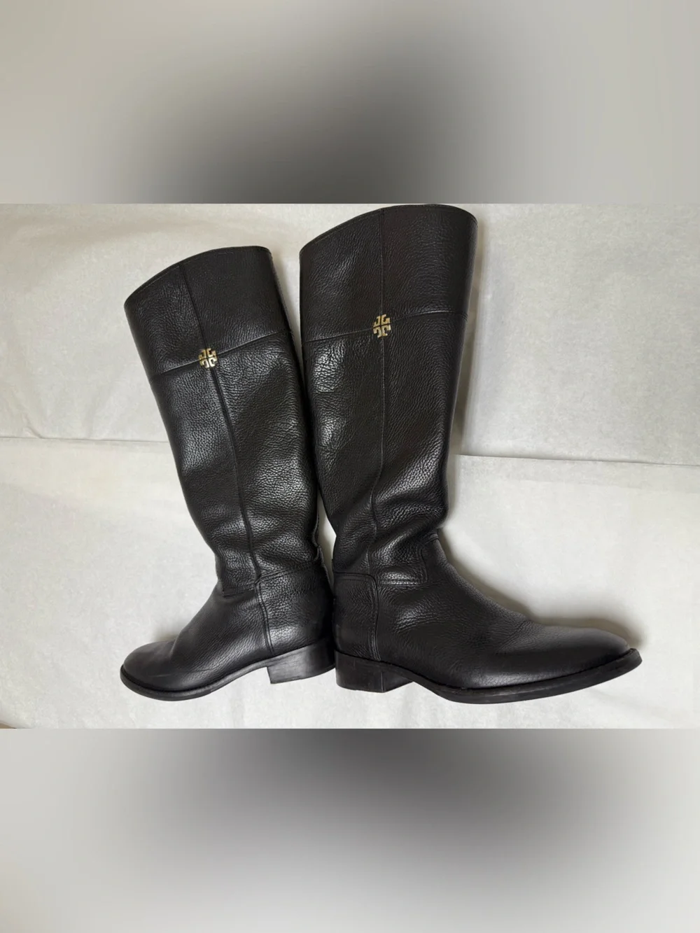 Tory Burch Black Jolie Pebbled Leather Over-the-Knee Riding Boots▪️